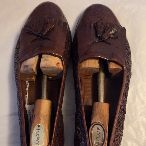 Vintage Bragano Cole Haan Men’s Italian Woven Leather Tassel Loafer size 10 - Picture 2 of 8